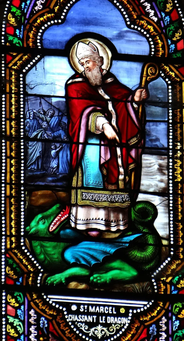 「聖馬塞爾」用權杖制伏了龍。