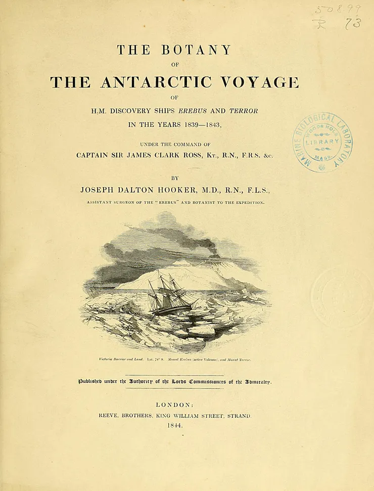 《南極植物誌》封面,1844-1846年