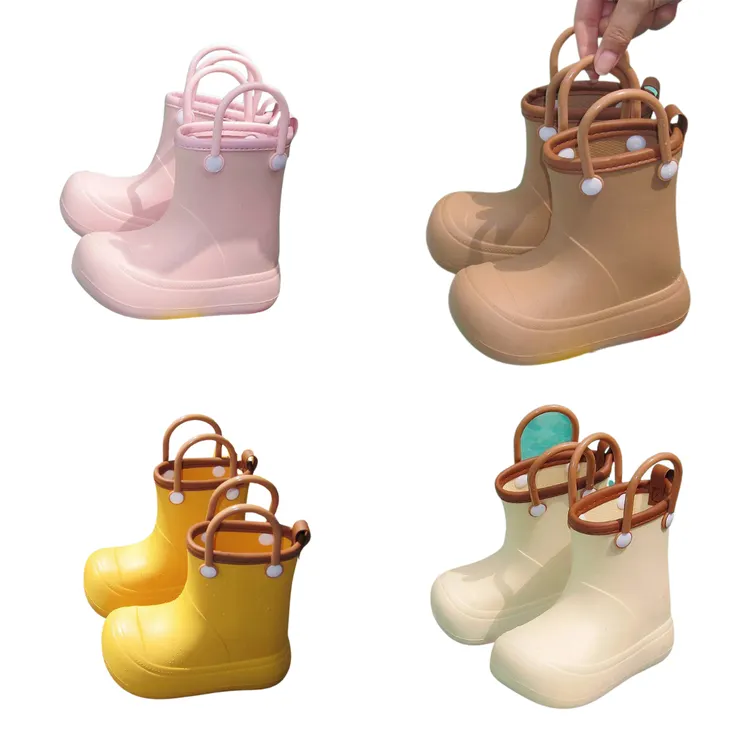 純色中筒兒童雨鞋