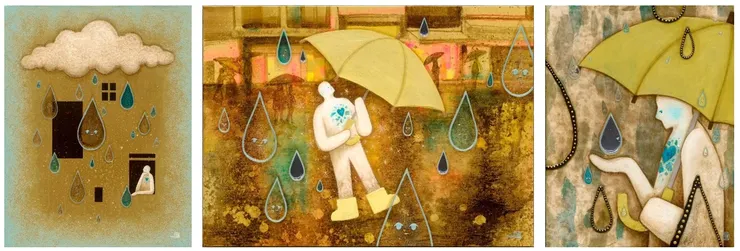 圖左:《窗外下起了雨》;圖中:《成為你的過客》;圖右:《我看見的》
