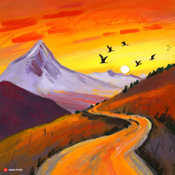 橘黃色晚霞(AI生成)