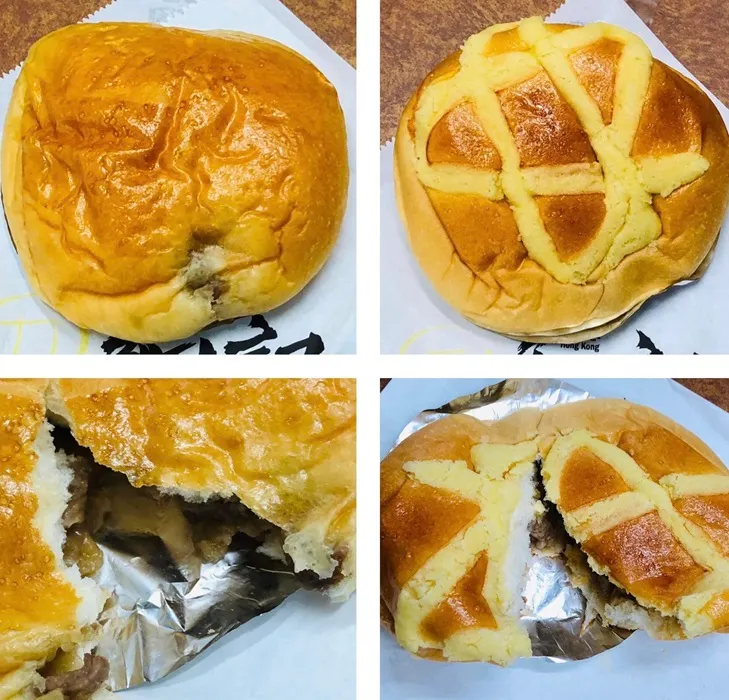 左：叉燒包 ／ 右：沙嗲牛肉包。（細記港式麵包）