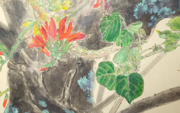 〈莿桐花開〉局部－莿桐花