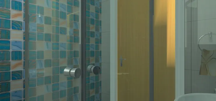 這個淋浴間安裝了浴屏。我家以前那個也是這樣子。