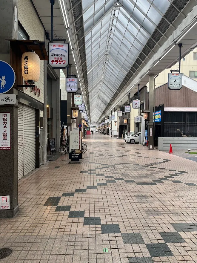 二階町商店街也有遮雨棚