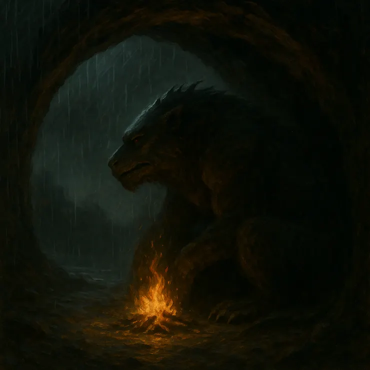 雨夜洞口,巨獸守火,聽見遠方的兩顆心跳。