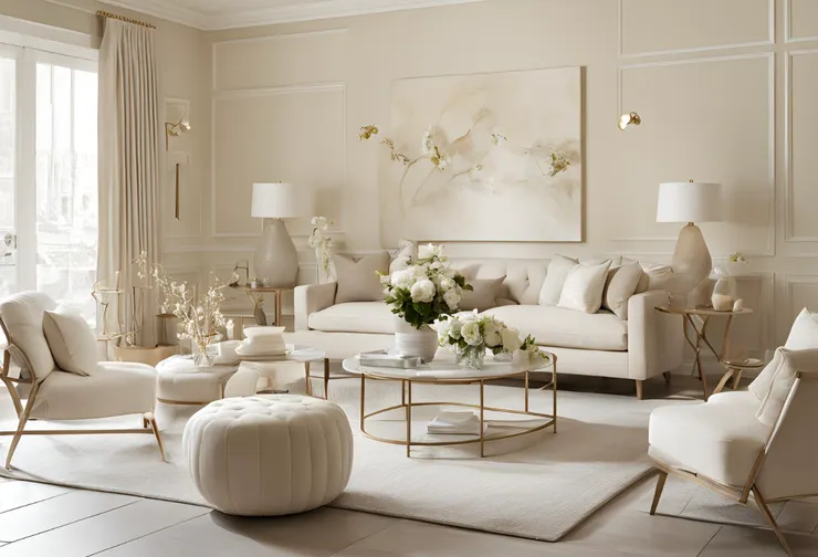 明亮淡奶油的現代配置