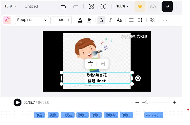 可以調整字幕的風格樣式，字體、大小、顏色等
