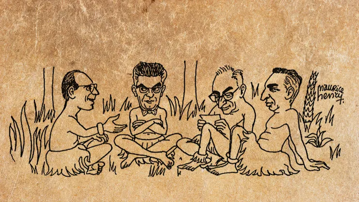 由左至右，為結構主義者傅科、拉岡、李維史陀、羅蘭巴特　　