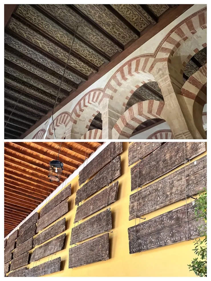 重建的新天花板和展示在畫廊的舊天花板