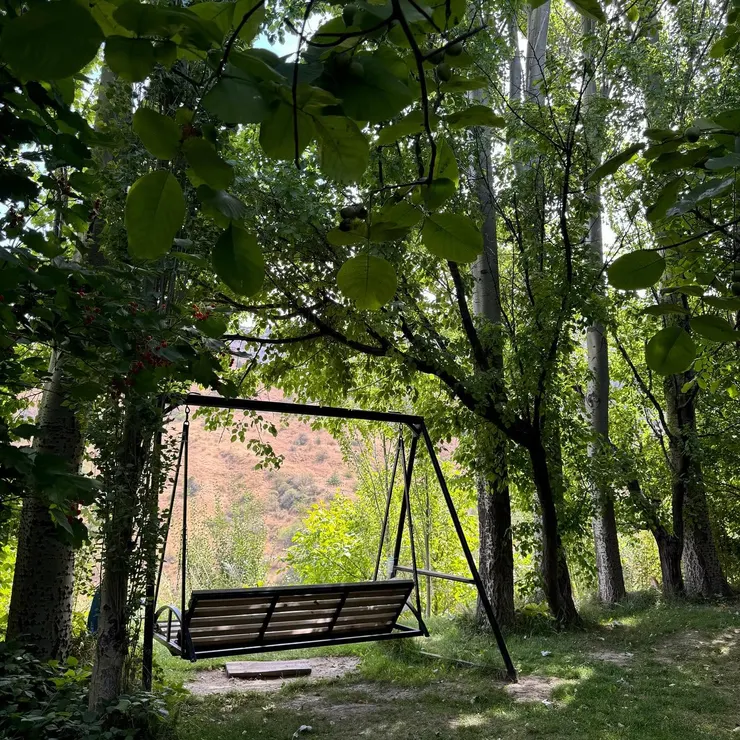 民宿到處都有這種悠閒、可以坐著好好欣賞美景的設施