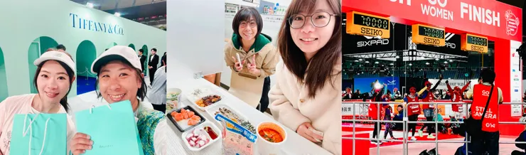 在場邊幫最後7:00:00壓秒結束的選手們加油、拍照留念，開心領著完賽禮