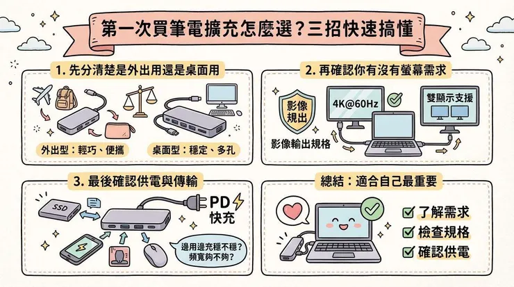 第一次買筆電擴充怎麼選?三招快速搞懂