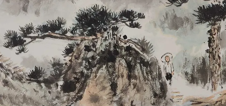 〈山亭晚翠〉局部－旅人