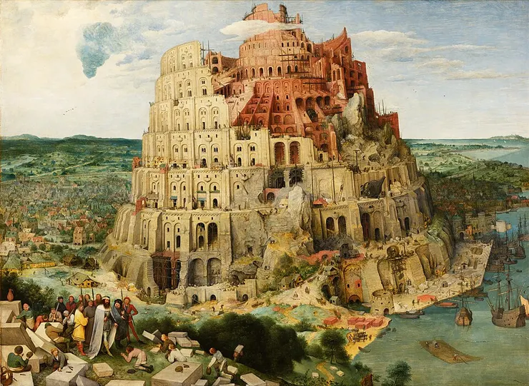 Pieter Bruegel the Elder, The Tower of Babel, c.1563, Kunsthistorisches Museum, Vienna. Public Domain via Wikimedia Commons.