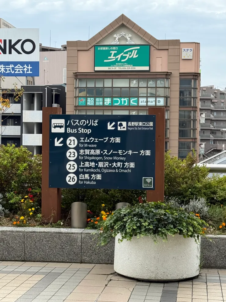 長野站東口的指示牌