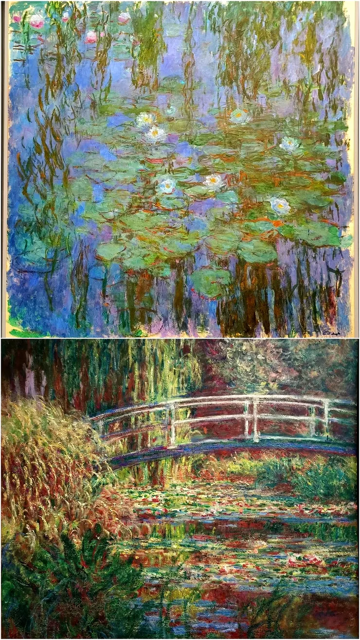 【克勞德·莫內（Claude Monet）名作，描繪他位於吉維尼（Giverny）花園的睡蓮池(上)和日本橋(下)。 】