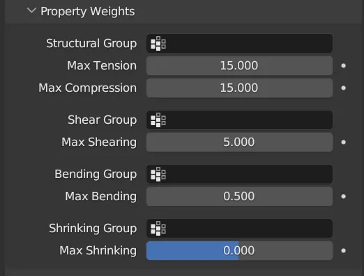 Property Weights 面板