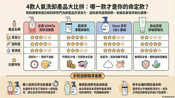 4款卸妝乳完整比較表格