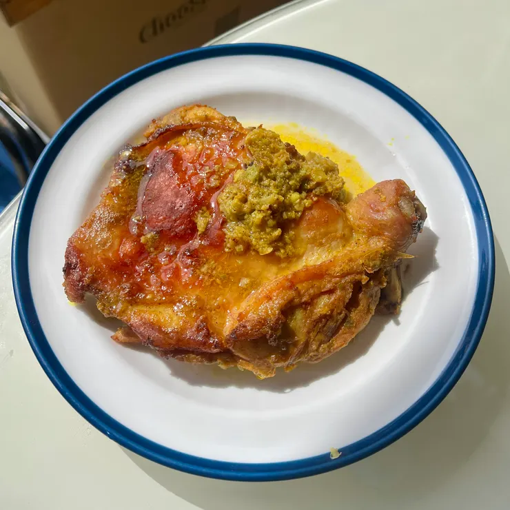 烤完後，這次我有刻意加強皮面的溫度