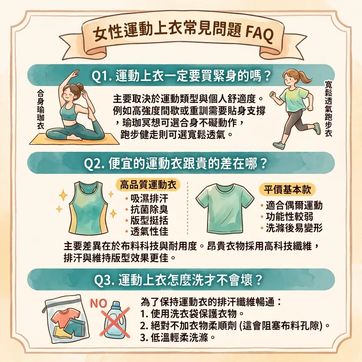 女性運動上衣常見問題FAQ