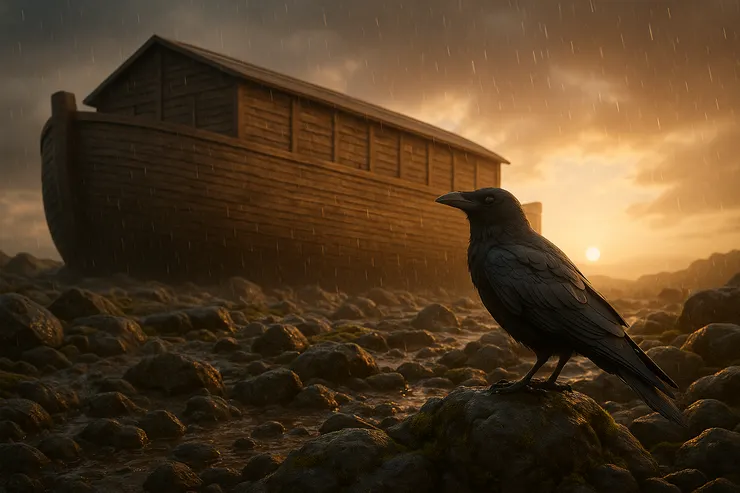 想像中的挪亞方舟與烏鴉