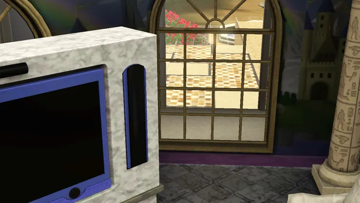 這些大窗是屋子附有的,可以看到外面很有異國風情的裝潢。