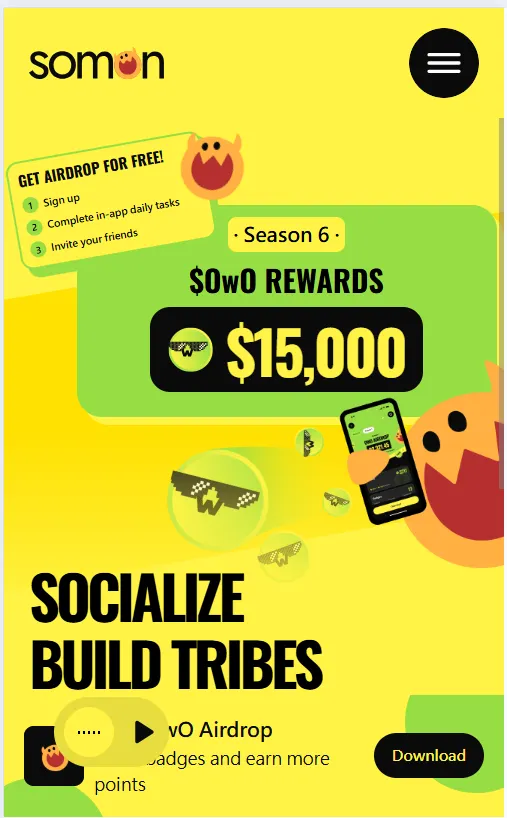 SoMon dApp有著鮮明色彩的頁面樣式