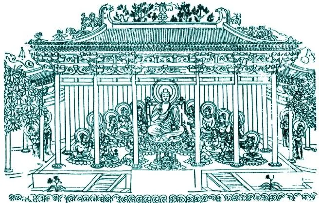 陝西西安慈恩寺大雁塔門楣石刻圖立面（圖片取自網路）

