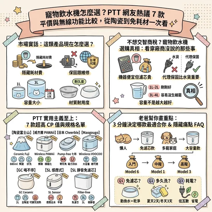 寵物飲水機怎麼選?PTT 網友熱議 7 款平價與無線功能比較,從陶瓷到免耗材一次看 ✨