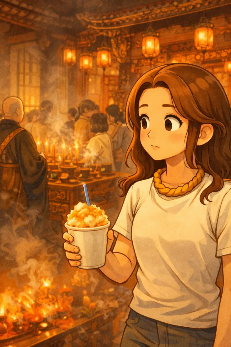 拿著一杯冰沙,站在人群裡看著生命來來去去