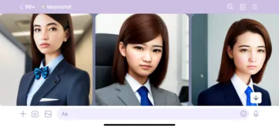 Line Moonshot指令:寫實人像 在辦公室穿著套裝的女生