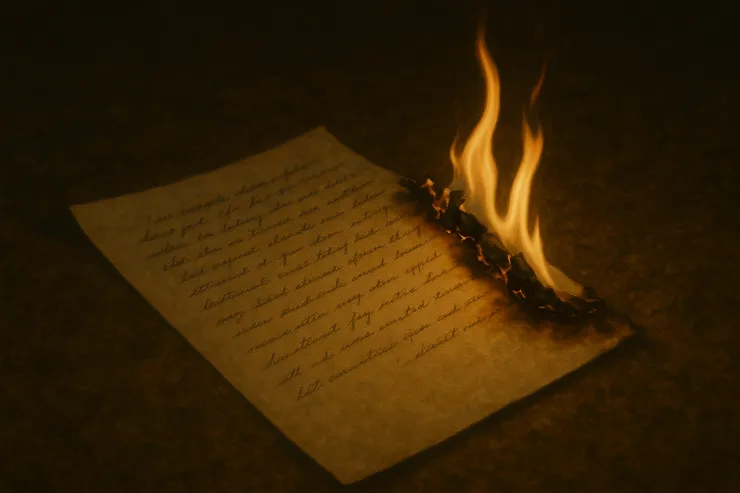 未寄出的信紙，在餘燼裡成為愛的一部分。