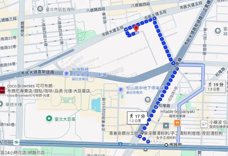 市政府站至鐵道博物館路線圖