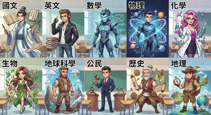 酷帥美豔又變態難的高中考科 (小昕咒語/Gemini繪圖)