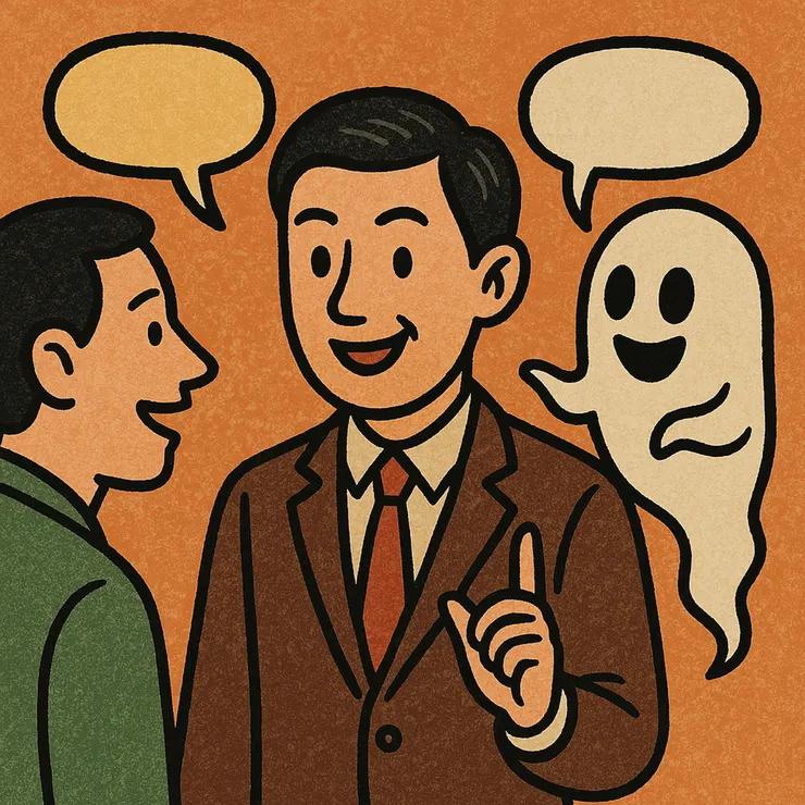 Copilot幫我畫的「見人說人話，見鬼說鬼話。」