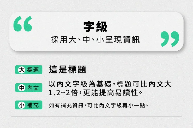祕訣三：大中小字級讓資訊更清晰