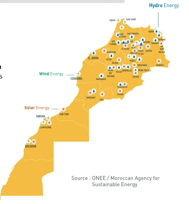 摩洛哥可再生能源計畫地圖