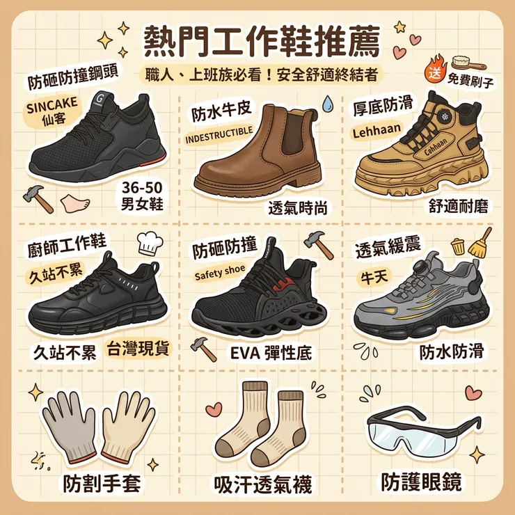 【防滑工作鞋推薦】餐飲業久站不腳痠！Dcard/PTT熱議評比：外送物流/鋼頭鞋，耐磨鋼頭鞋/牛筋底安全鞋