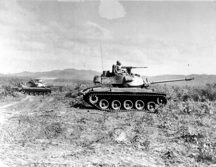 South Vietnamese M41 tanks during a training operation.