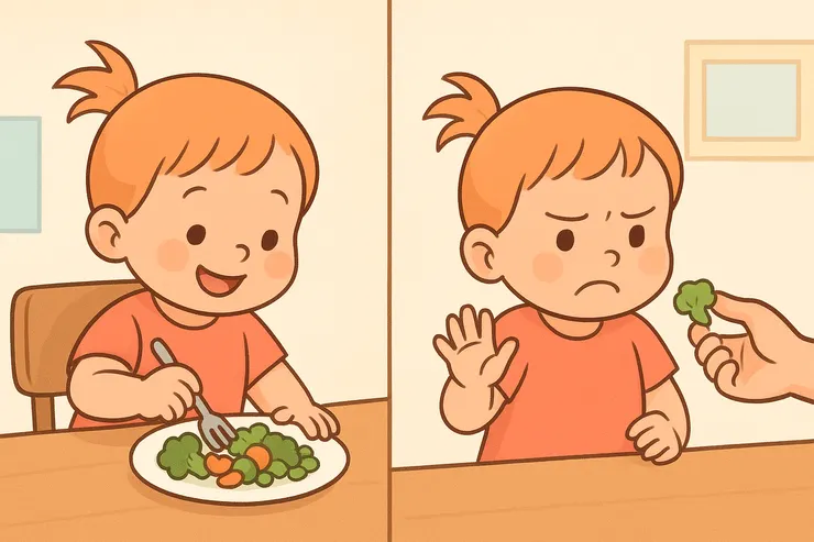 阿桃吃青菜的反應差異