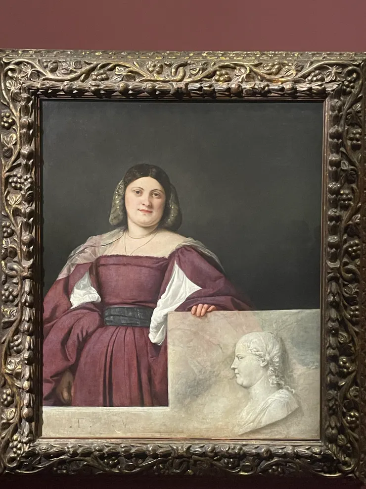 提香（活躍於1506左右；卒於1576）作品〈女士肖像〉（來自達爾馬提亞的女士），約1510-1512年創作。