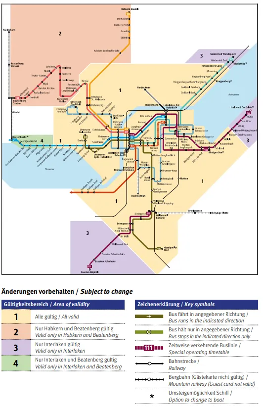 使用範圍地圖 (圖片來源：因特拉肯旅遊局)