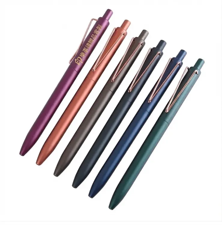 玫瑰金筆夾-中油筆-金屬烤漆按壓式廣告筆客製 52AA-0190 (中油筆)