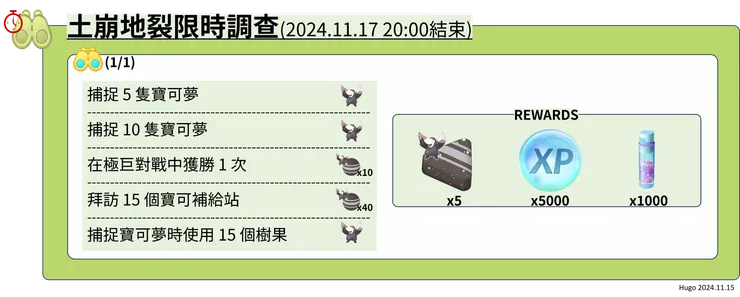 土崩地裂 限時調查課題