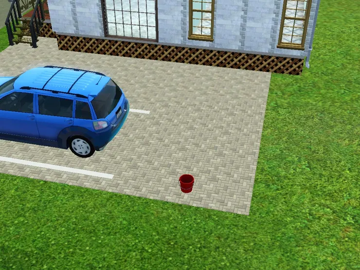 給爸爸一個水桶洗車。