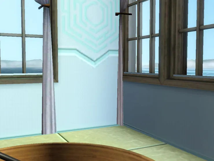 沒加圍欄很容易掉下去...但遊戲裏這個位置好像不能安裝，只有直梯能裝。