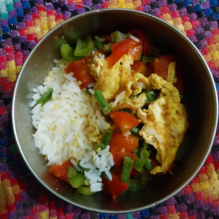 家常的蕃茄炒蛋豆角