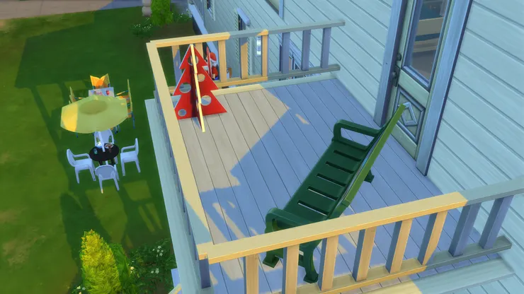 紅色的聖誕樹和綠色的長椅--聖誕的經典配色。