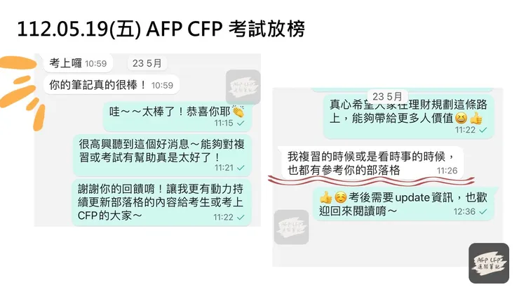 AFP CFP考試放榜